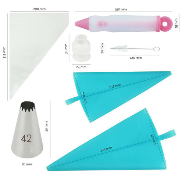 64 Pce Piping Icing Nozzles Tips Bags Pen Cake Cupcake Decorating Set