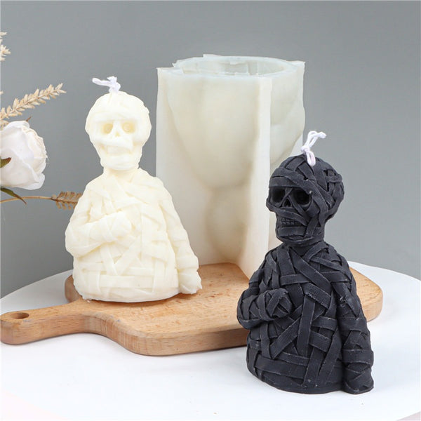 Zombie Mummy Skull Halloween Silicone Mold Mould Candle Epoxy Resin Soap 14.5cm