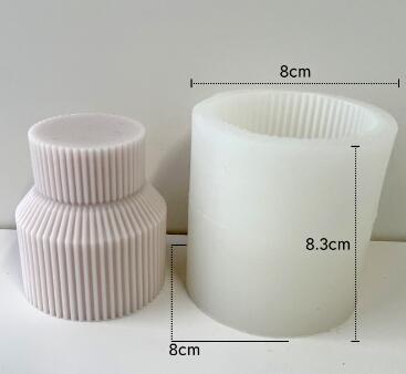 Striped Ribbed Cylindrical Column Silicone Mold Mould Candle Epoxy Resin Soap