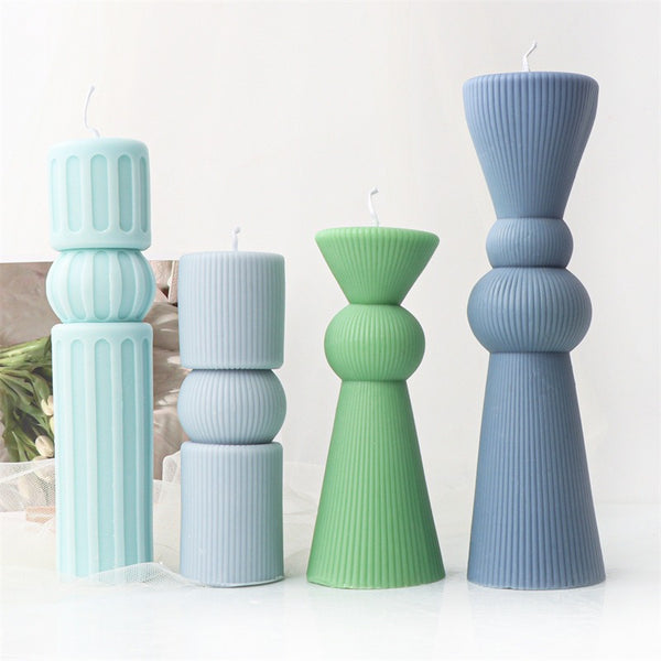 Striped Ribbed Geometric Silicone Mold Mould Candle Epoxy Resin Soap 8 Designs