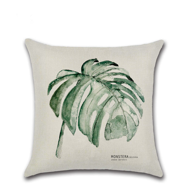 Plant Leaves Banana Aspidistra Monstera Fern Square Cushion Cover 45cm