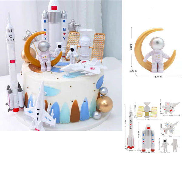 Astronaut Spaceman Rocket Cake Decoration Ornament Topper Plastic