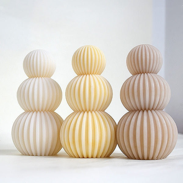Geometric Ribbed Stacked Balls Silicone Mold Mould Candle Epoxy Resin Soap