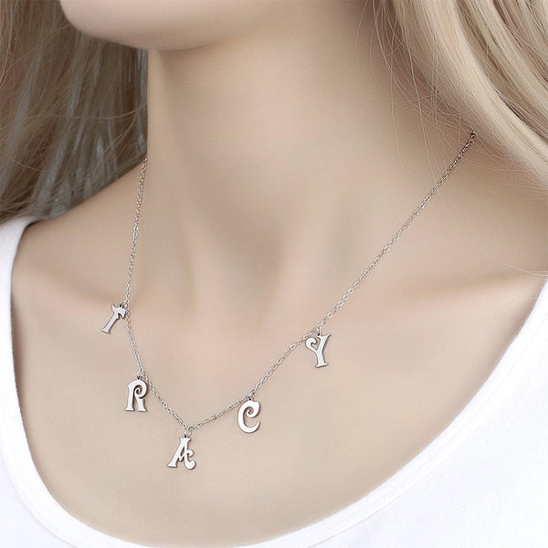 A-Z Initials Letters Name Message 12 Characters Sterling Silver Pendant Necklace Jewellery Gift