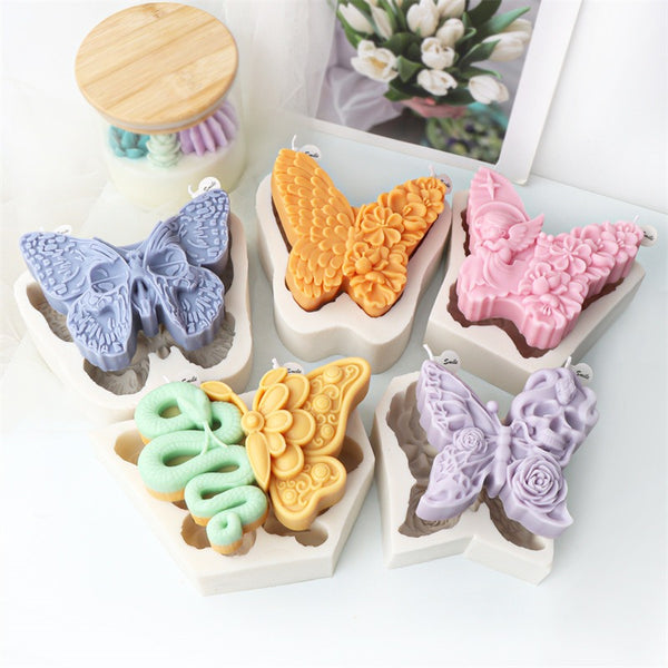 Angel Halloween Skull Flower Butterfly Embossed Silicone Mold Mould Candle Epoxy Resin Soap