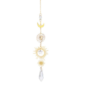 Moon Star Sun Crystal Suncatcher Ornament Window Decoration Gold