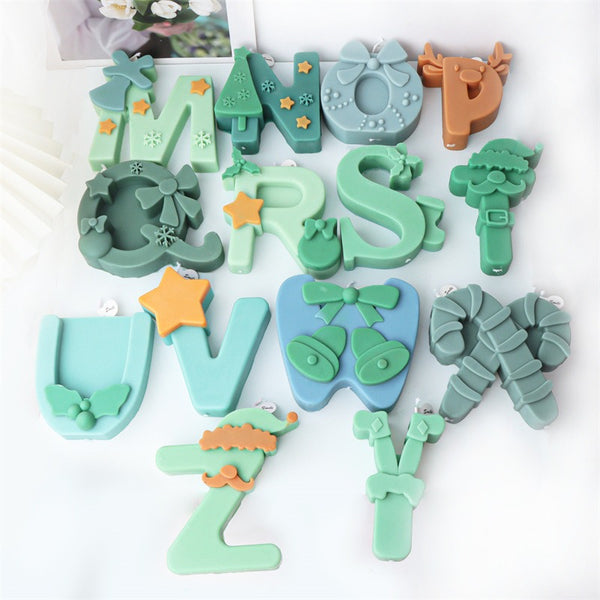 Christmas Alphabet 26 English Capital Letters Silicone Mold Mould Candle Epoxy Resin Soap