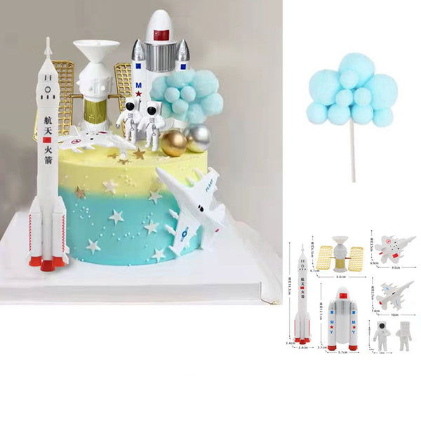 Astronaut Spaceman Rocket Cake Decoration Ornament Topper Plastic