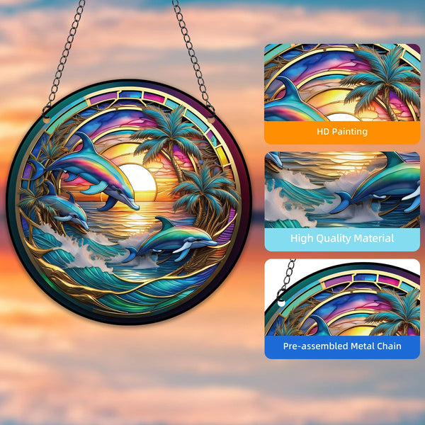 Acrylic Dolphin Suncatcher With Chain 8cm