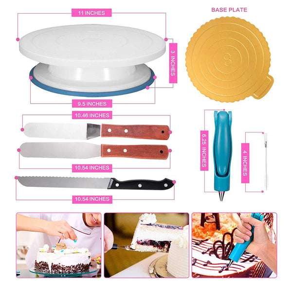 124 Pce Piping Icing Nozzles Tips Bags Turntable Scrapers Cake Cupcake Decorating