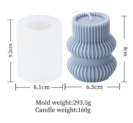 Striped Ribbed Column Pillar Silicone Mold Mould Candle Epoxy Resin Soap 4 Designs