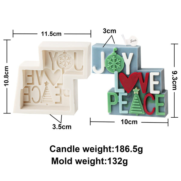 Nordic Style Christmas Joy Love Peace Silicone Mold Mould Candle Epoxy Resin Soap