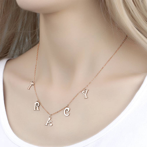 A-Z Initials Letters Name Message 12 Characters Sterling Silver Pendant Necklace Jewellery Gift