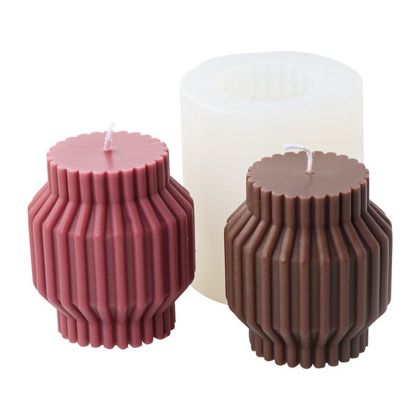 Striped Ribbed Column Pillar Silicone Mold Mould Candle Epoxy Resin Soap 4 Designs