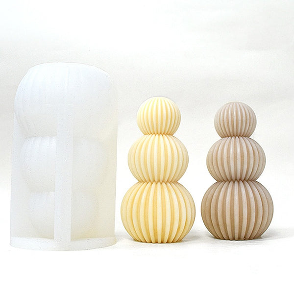 Geometric Ribbed Stacked Balls Silicone Mold Mould Candle Epoxy Resin Soap
