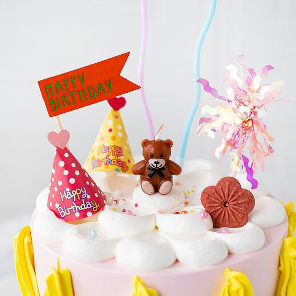 9 Pce Happy Birthday Paper Hat Cake Decoration Set
