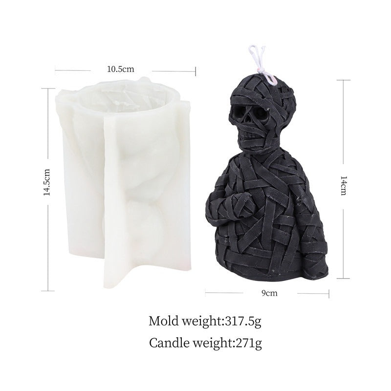 Zombie Mummy Skull Halloween Silicone Mold Mould Candle Epoxy Resin Soap 14.5cm