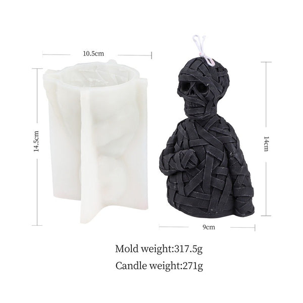 Zombie Mummy Skull Halloween Silicone Mold Mould Candle Epoxy Resin Soap 14.5cm