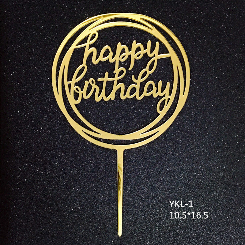 Happy Birthday Acrylic Cake Topper Decoration Black Gold Silver Blue Pink