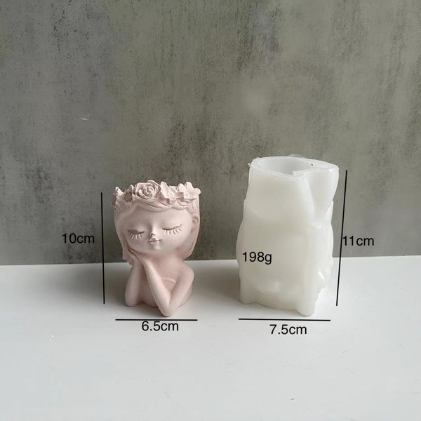 Girl Woman Head Bust Silicone Mold For Candle Epoxy Resin Soap Making