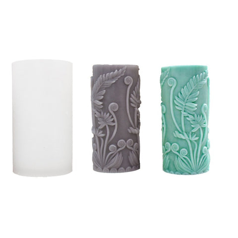 Flower Floral Embossed Column Pillar Silicone Mold Mould Candle Epoxy Resin Soap
