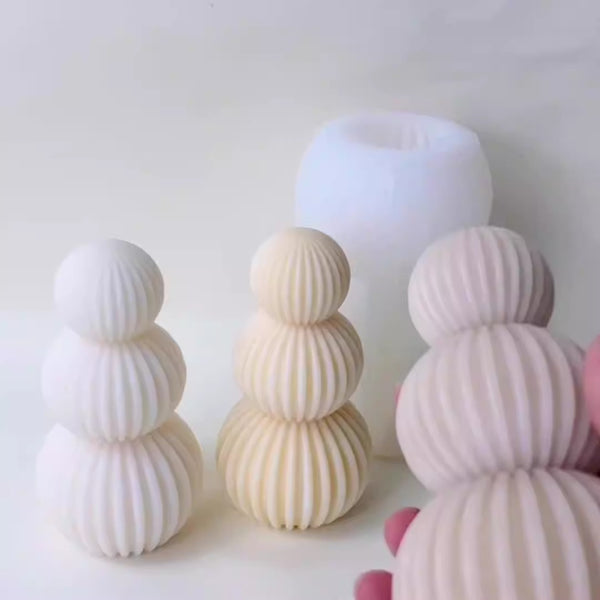 Geometric Ribbed Stacked Balls Silicone Mold Mould Candle Epoxy Resin Soap