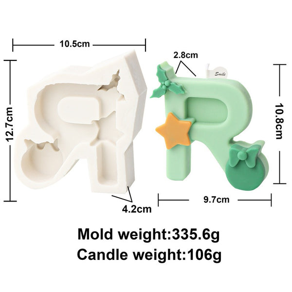 Christmas Alphabet 26 English Capital Letters Silicone Mold Mould Candle Epoxy Resin Soap