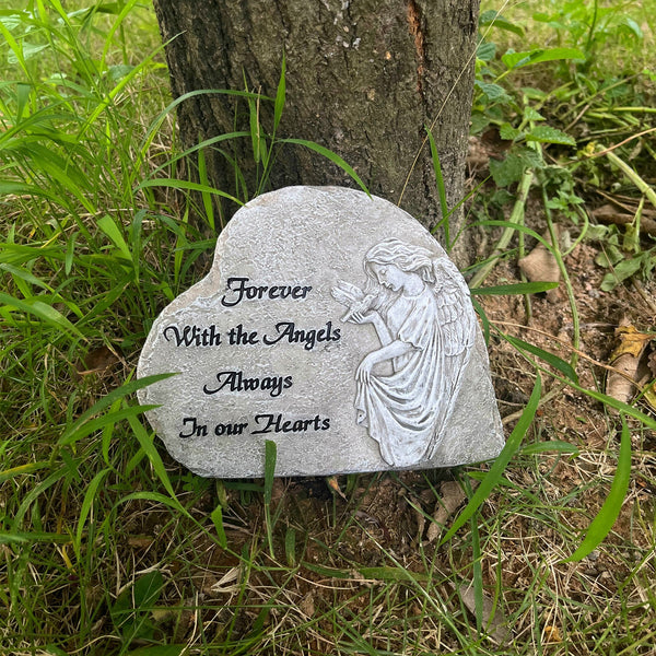 Heart Shaped Pet Memorial Plaque Monument Outdoor Garden Resin Dog Cat