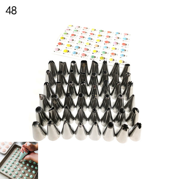24 32 36 42 48 Pce Piping Icing Fondant Pastry Nozzles Tips Cake Cupcake Decorating