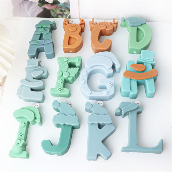 Christmas Alphabet 26 English Capital Letters Silicone Mold Mould Candle Epoxy Resin Soap