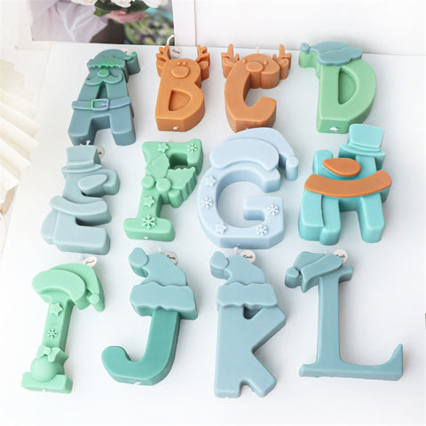 Christmas Alphabet 26 English Capital Letters Silicone Mold Mould Candle Epoxy Resin Soap