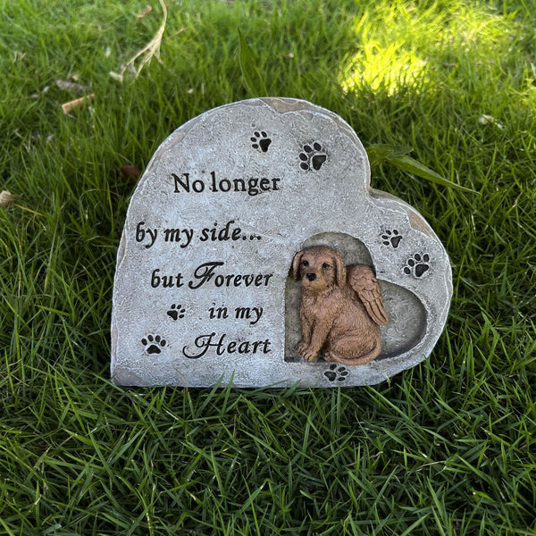 Heart Shaped Pet Memorial Plaque Monument Outdoor Garden Resin Dog