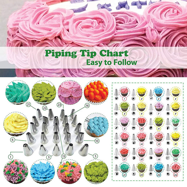 46 Pce Piping Icing Pastry Nozzles Tips Bags Turntable Scrapers Cake Cupcake Decorating