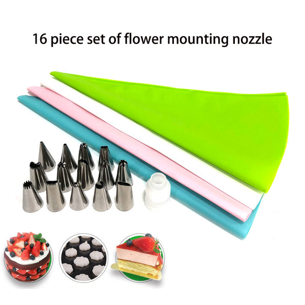 16 Pce Piping Icing Pastry Nozzles Tips EVA Bags Cake Cupcake Decorating