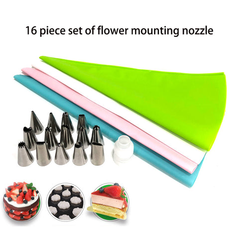 16 Pce Piping Icing Pastry Nozzles Tips EVA Bags Cake Cupcake Decorating