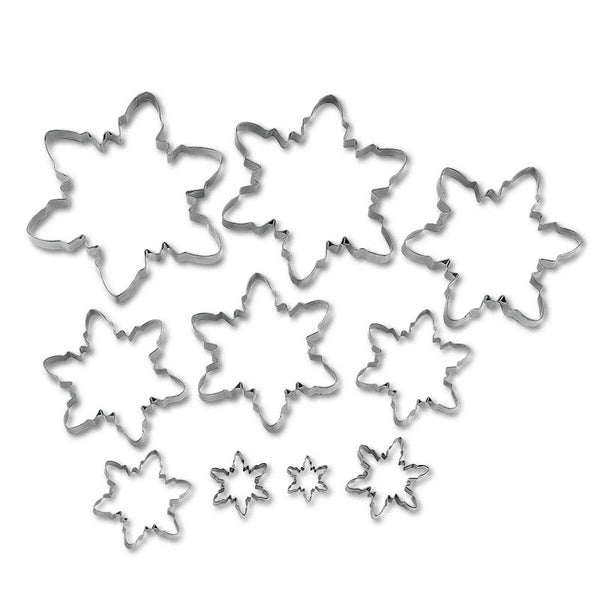 10 Pce Christmas Snowflake Biscuit Cookie Cutter Mold Stainless Steel