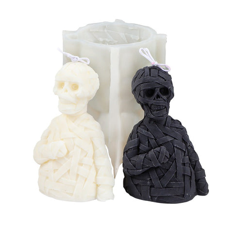 Zombie Mummy Skull Halloween Silicone Mold Mould Candle Epoxy Resin Soap 14.5cm