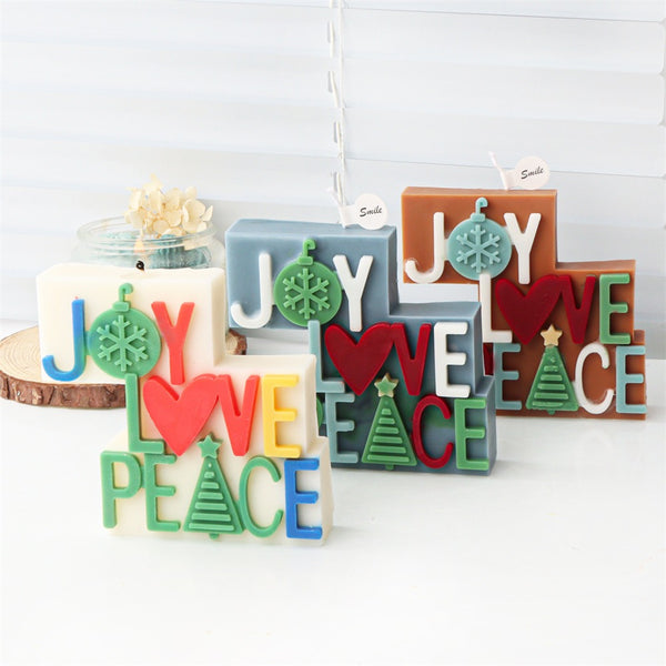 Nordic Style Christmas Joy Love Peace Silicone Mold Mould Candle Epoxy Resin Soap