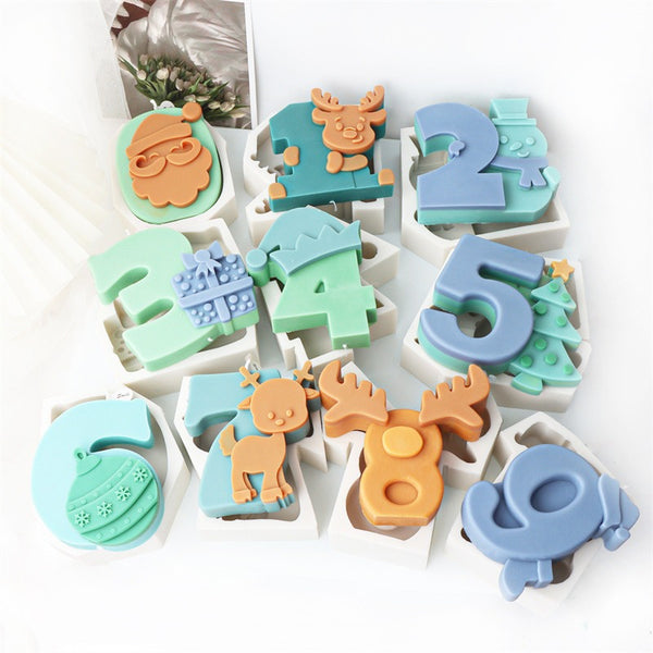 Christmas 0-9 Numbers Silicone Mold Mould Candle Epoxy Resin Soap