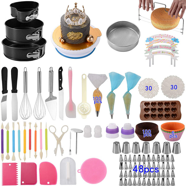 367 Pce Piping Icing Fondant Pastry Nozzles Tips Bags Tools Scrapers Tins Cake Decorating