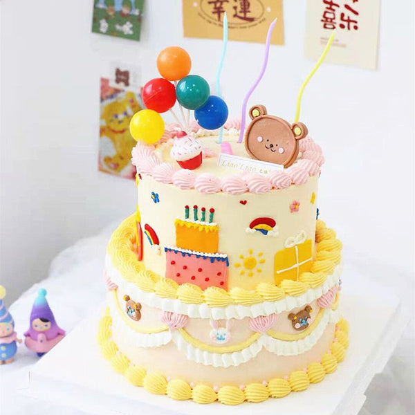 1 Pce Colourful Balloons Plastic Cake Topper Primary Pastel
