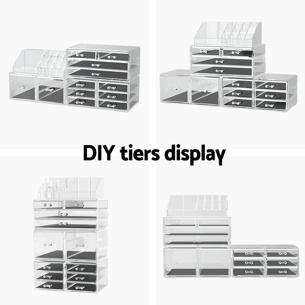 Embellir Makeup Case Cosmetic Organiser Storage Box Holder 12 Drawers