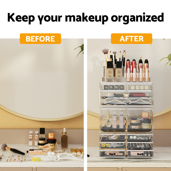 Embellir Makeup Case Cosmetic Organiser Storage Box Holder 12 Drawers