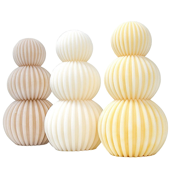 Geometric Ribbed Stacked Balls Silicone Mold Mould Candle Epoxy Resin Soap