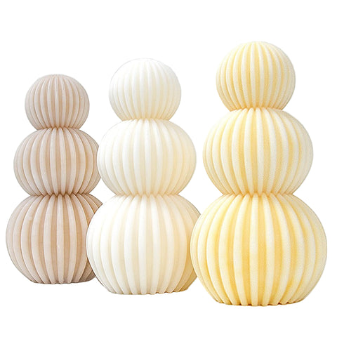 Geometric Ribbed Stacked Balls Silicone Mold Mould Candle Epoxy Resin Soap