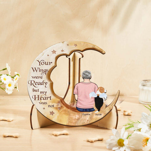 Custom Personalised Pet Memorial Wood Art Dog Cat Mum Dad Parents Moon Keepsake