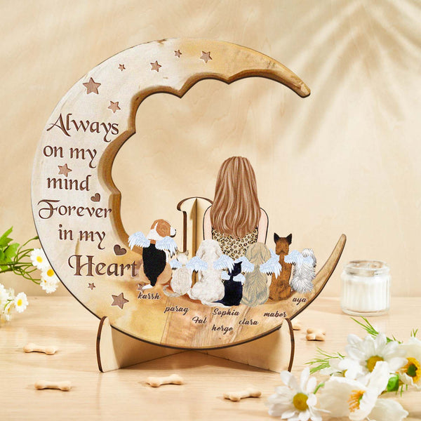 Custom Personalised Pet Memorial Wood Art Dog Cat Mum Dad Parents Moon Keepsake