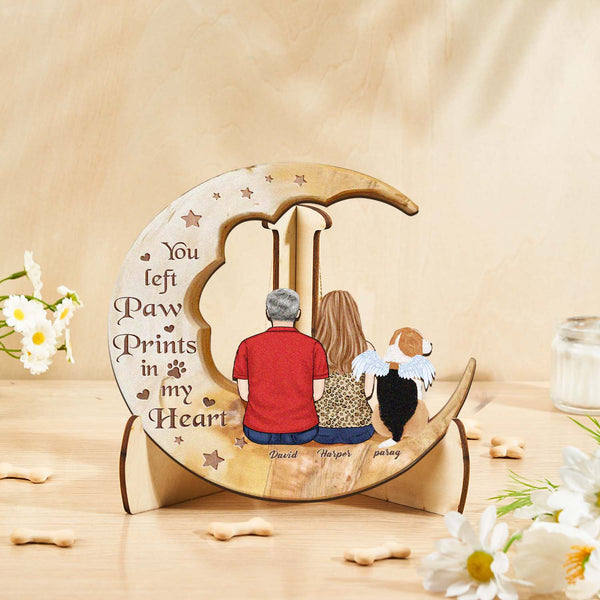 Custom Personalised Pet Memorial Wood Art Dog Cat Mum Dad Parents Moon Keepsake