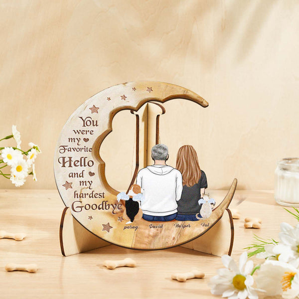 Custom Personalised Pet Memorial Wood Art Dog Cat Mum Dad Parents Moon Keepsake