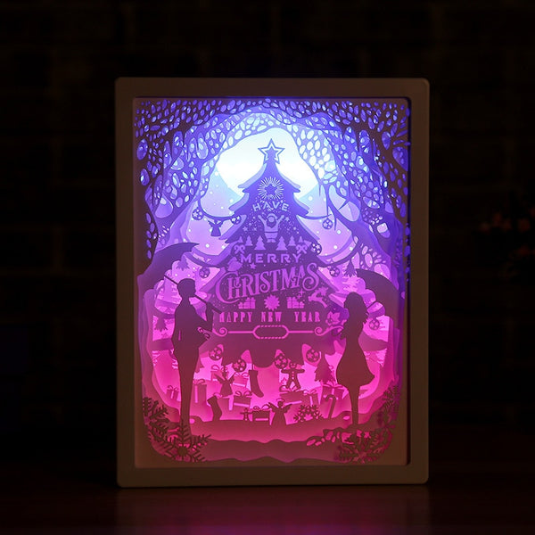 3D Shadow Paper Carving Battery Bedside Nursery Light Lamp